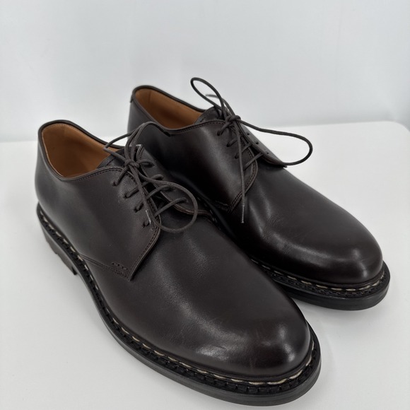 Heschung Crocus Men's Size 5.5 Brown Leather Lace Up Plain Toe Dress Derby Boots - Picture 1 of 13